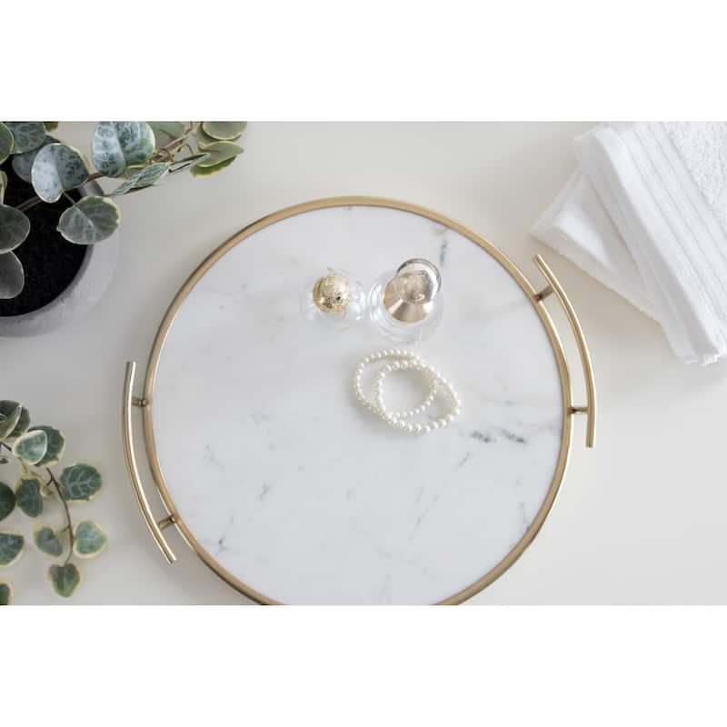 Kate and Laurel Marbury Round Metal Tray