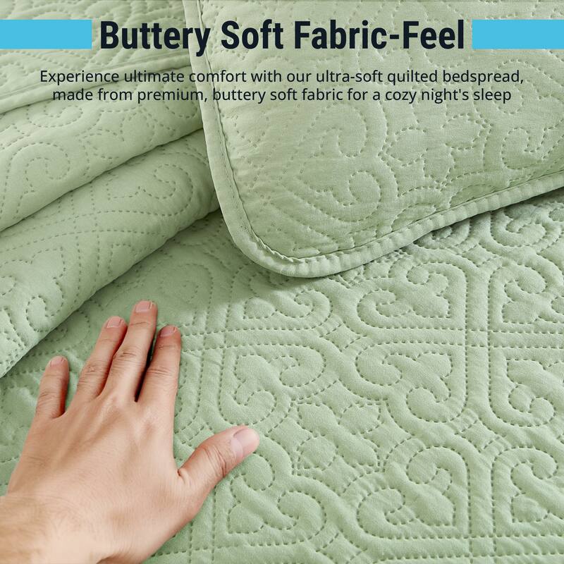 HLC.ME Lorenzo - 3 Piece Size Quilt Set, Lightweight Bedspread Coverlet Set.