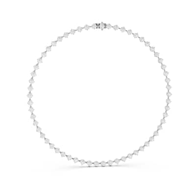 Auriya 14K Gold Lab Grown Round Station Diamond Tennis Necklace 20 7/8 ct. tw. (F-G VS)