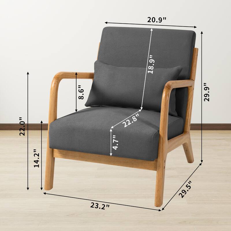 Dark Grey Dining Chair Side Chair Corner Chair with Wooden Frame, Chic Upholstered Sofa Chair Club Chair Reception Chair