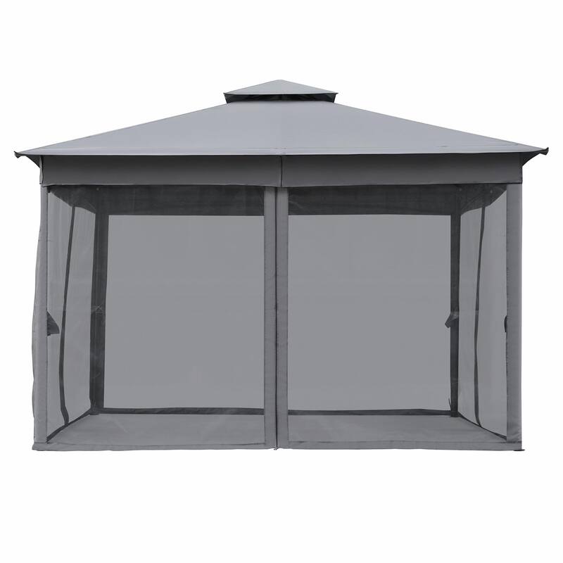 Outdoor Gazebo Tent with Double Roof, Mosquito Netting & Patio Canopy