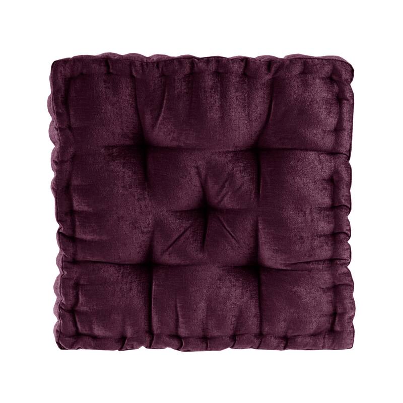 Intelligent Designs Charvi Chenille Square Floor Pillow - Plum