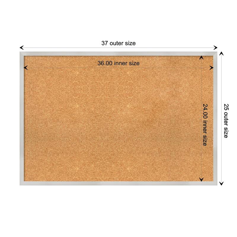Svelte Metallic Wood Framed Natural Corkboard Bulletin Board - Svelte Silver - Board Size 36x24