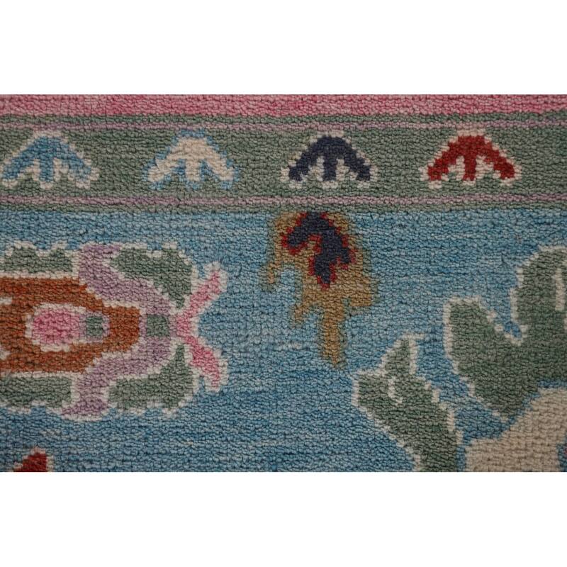 Light Blue Oushak Area Rug Handmade Oriental Wool Carpet - 7'11" x 9'11"