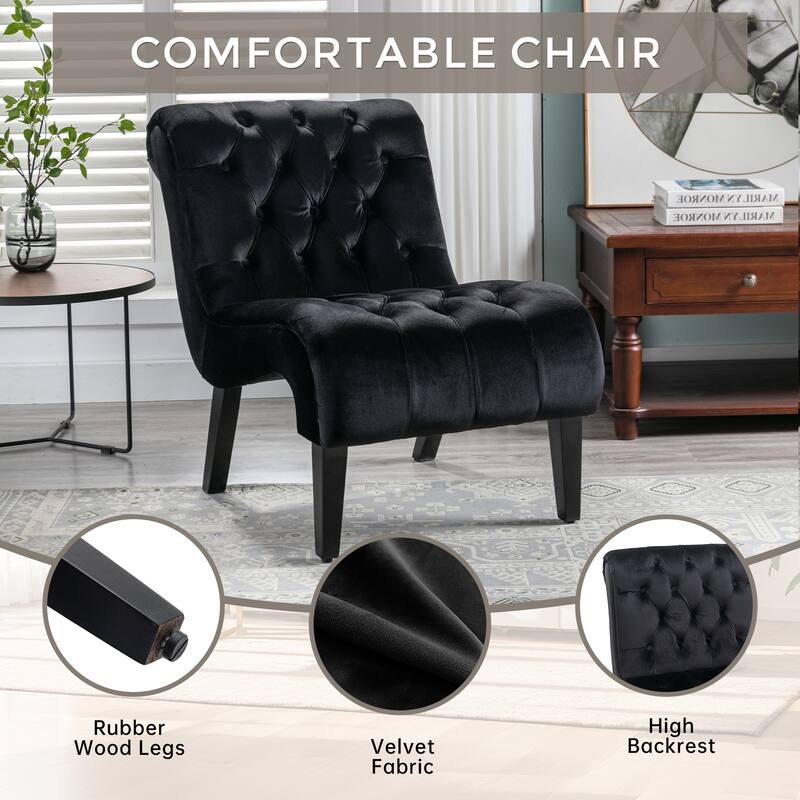 Modern Velvet Armless Living Room Chairs Set of 2