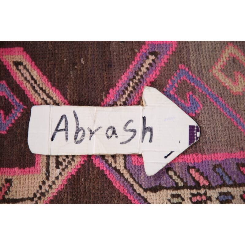 Meshkin Persian Vintage Runner Rug Handmade Wool Carpet - 3'4" x 10'0"