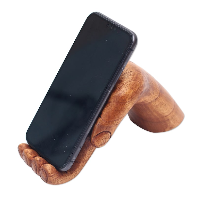 Novica Handmade Take My Hand Wood Phone Stand