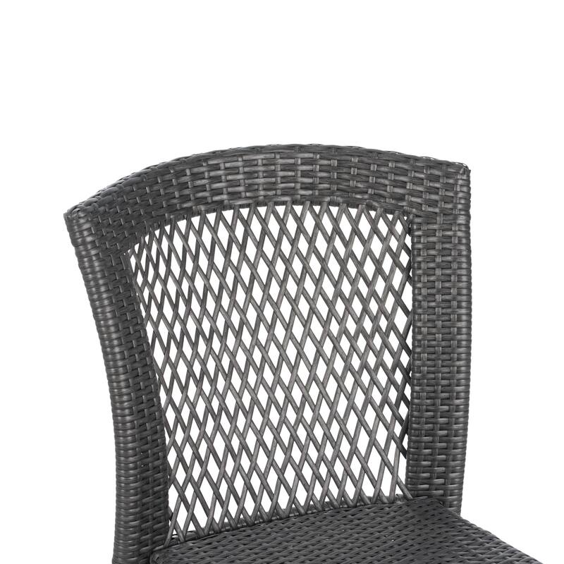 Roomfitters Set of 2 Stackable Outdoor Dining Chairs, Diamond-Mesh PE Wicker with Iron Frame