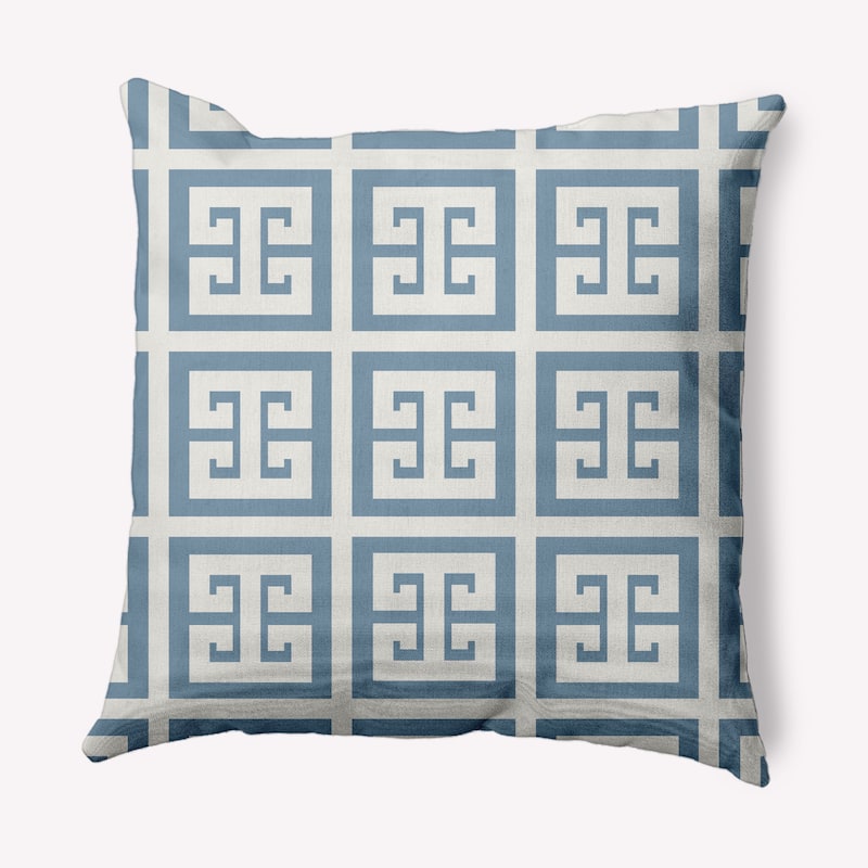 Greek Key Patterned Nautical Indoor/Outdoor Throw Pillow - Dusty Smoke - 16" x 16"