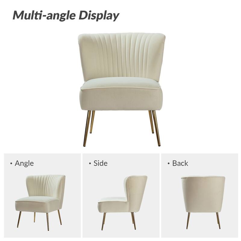 Monica 22''W Upholstered Modern Tufted Accent Side Chair with Gold Legs by HULALA HOME