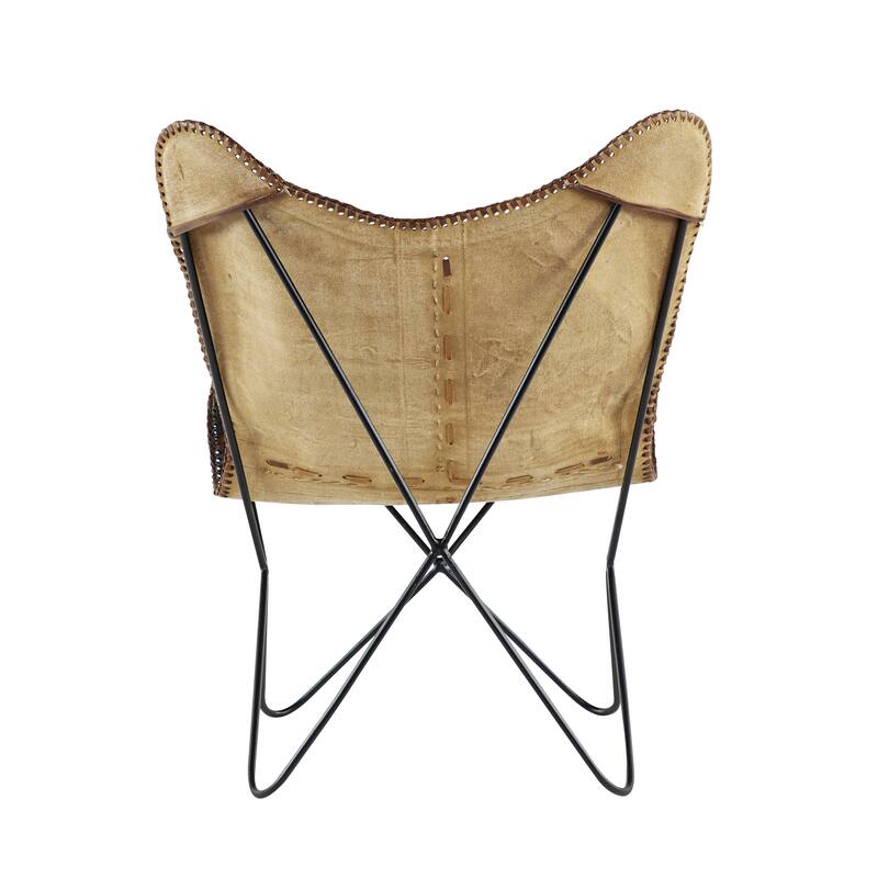 White, Gray, Brown, Light Brown or Brown Beige Leather Handmade Butterfly Chair with Black Stand