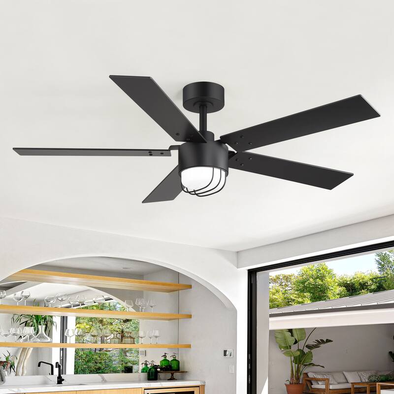 52" Reversible 5-Blade Modern LED Ceiling Fan with Light and Remote