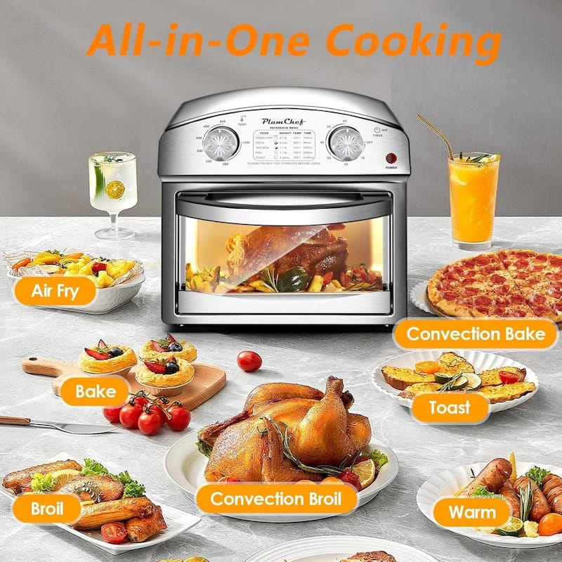 12.5 Quart 7-in-1 Convection Toaster Oven, 1500W, Stainless Steel, with 5 Pre-Set Menus
