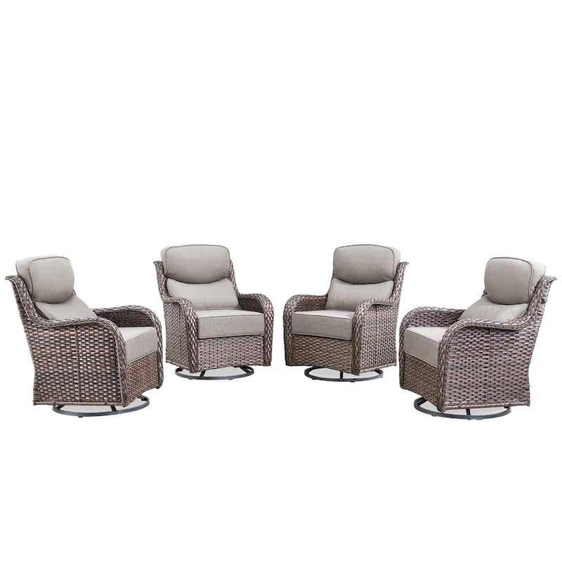 Outdoor Swivel Chairs with 6-Inch Thick Cushions for Garden