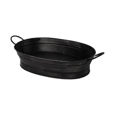 Vintage Black Metal Storage Basket - 13.7795" W x 19.685" D x 4.3307" H