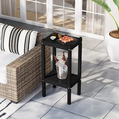 Laguna Hdpe All Weather Outdoor Patio Two Shelf Square Table