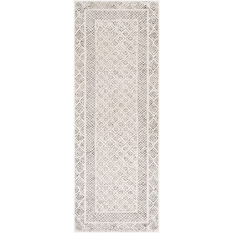 Livabliss Bahar Eclectic Border Area Rug - Medium Grey - 2' 7" x 7' 3"