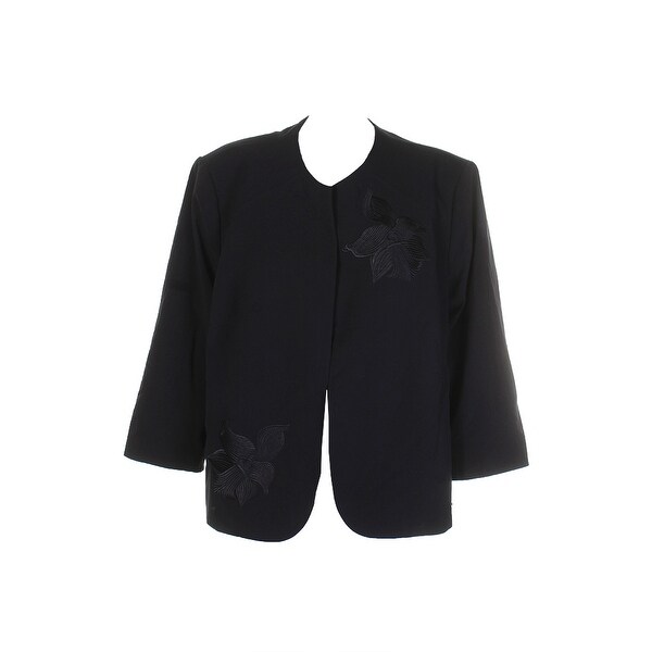 Shop Nine West Black Embroidered Three Quarter Length Blazer 24w
