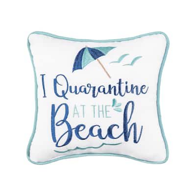 10" x 10" I Quarantine At The Beach Embroidered Throw Pillow