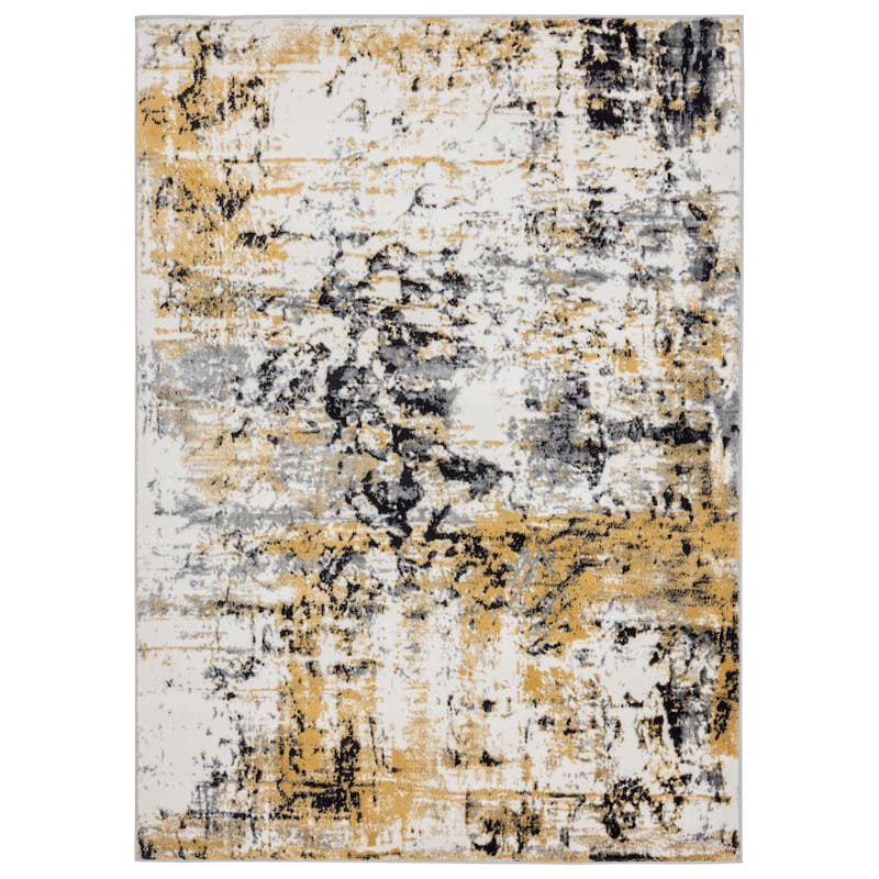 Samos Collection Abstract Area Rug - 2'1'' X 3'3'' - Grey/Yellow