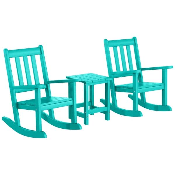 slide 2 of 65, Laguna Kids Outdoor Poly Rocking Chair with Side Table 3-Piece Set Turquoise