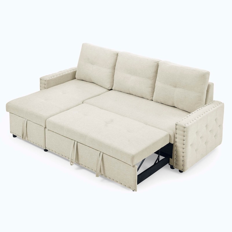 Classic and Cozy L-shape Pull-out Sleeper Sectional Sofa