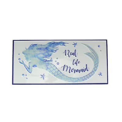 Blue/ White Enamelware Real Life Mermaid Metal Wall Sign Coastal Decor