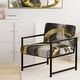 preview thumbnail 62 of 101, Designart "Mettalic Indigo And Gold II" Upholstered Abstract Accent Chair - Glam Arm Chair For Living Room Arm Chair - Black Metal - Gold & Grey