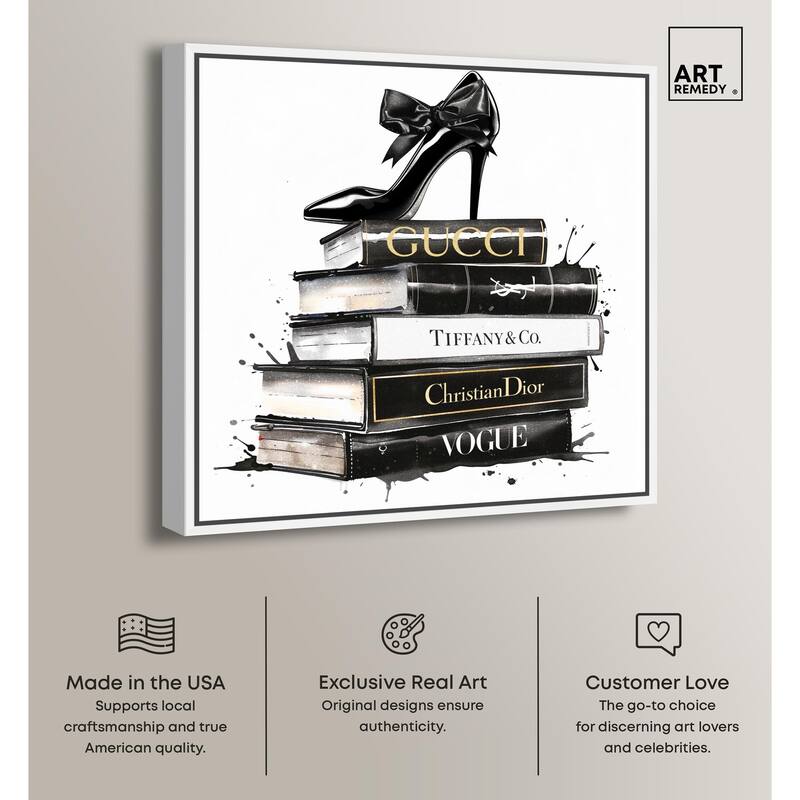 Inky Book Stack Canvas by Art Remedy