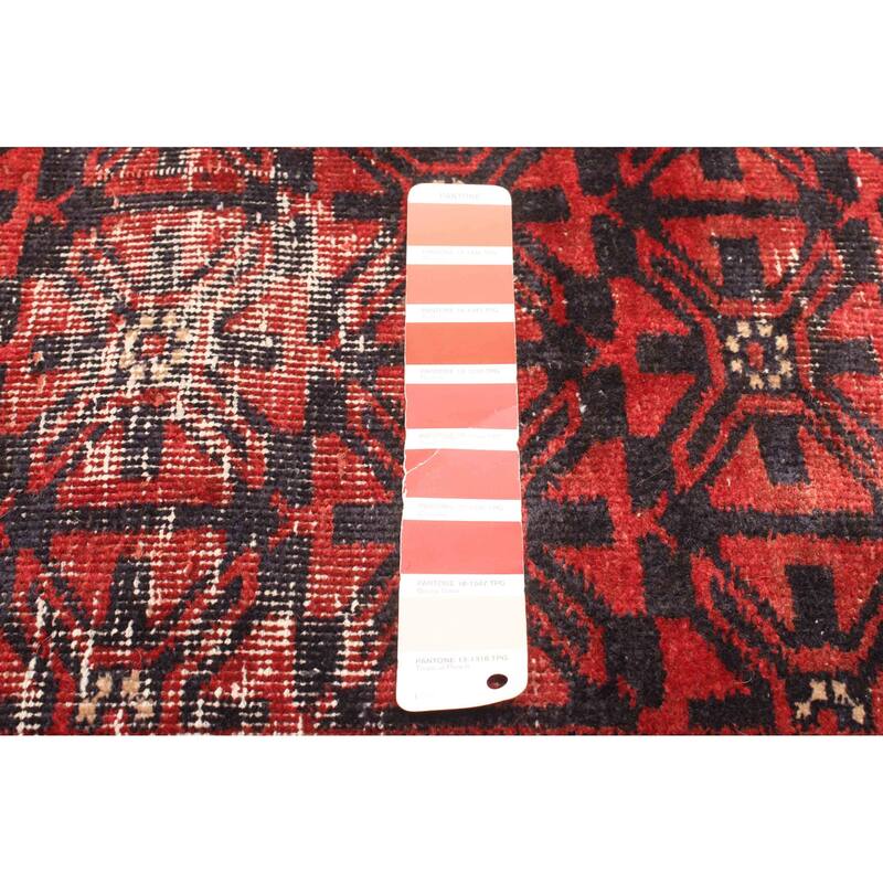 ECARPETGALLERY Hand-knotted Baluch Dark Red Wool Rug - 3'3 x 6'10