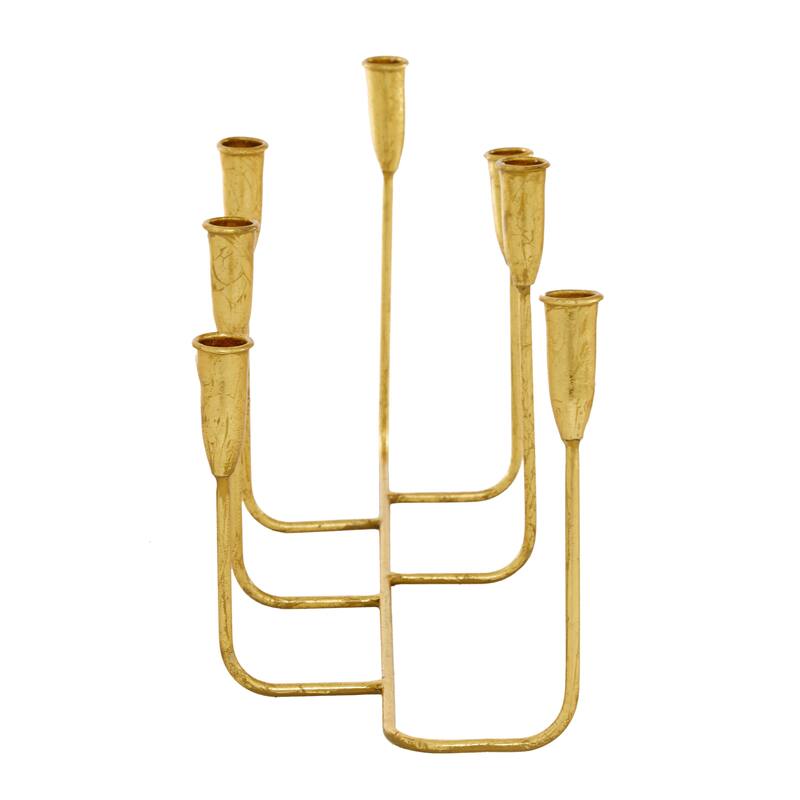 CosmoLiving by Cosmopolitan Gold Metal Slim 7 Candle Candelabra