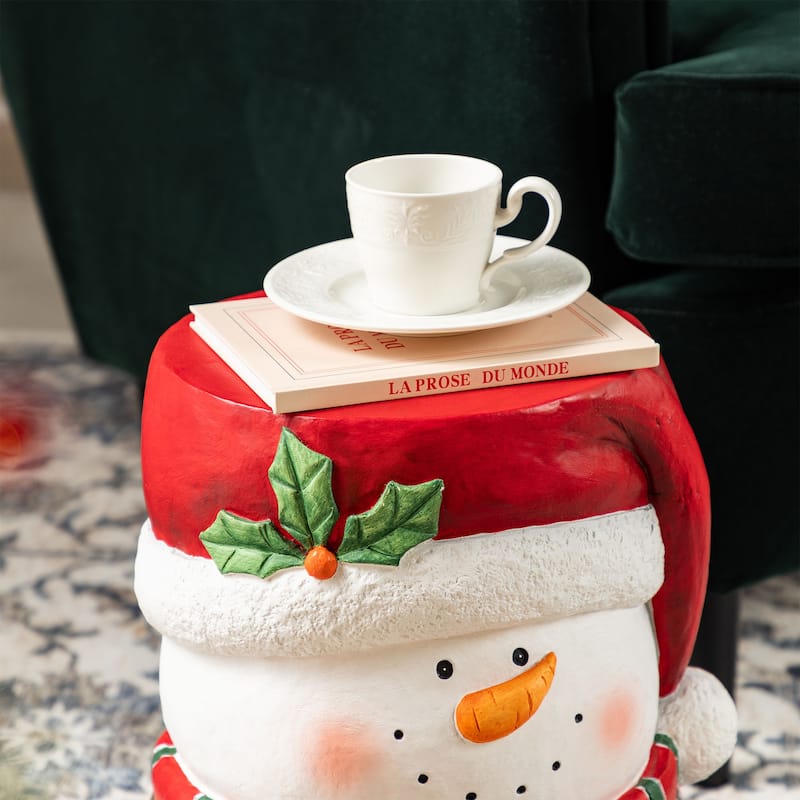 Glitzhome Christmas MGO Santa Snowman Home Stools or Accent Side Table