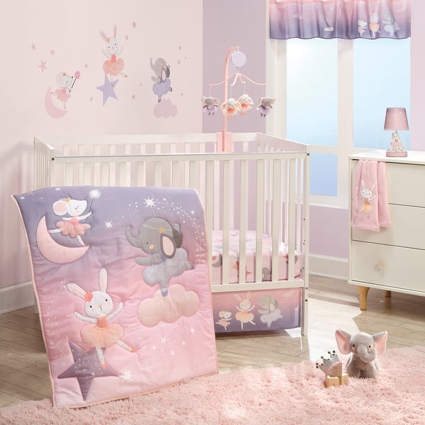 Petals - Pink/Gray/White Floral Baby Crib Bedding & Nursery