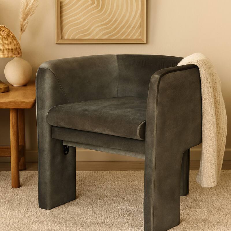 Gela Dining Chair, Three Legged Barrel Accent Sides, Rainforest Green