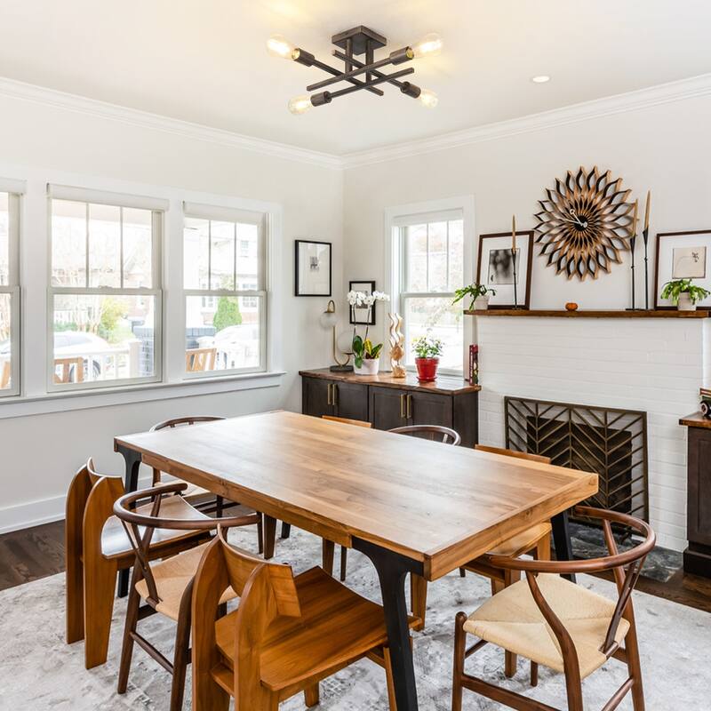 4-Light Modern Semi-Flush Mount Light for Kitchen Bedroom Living Room