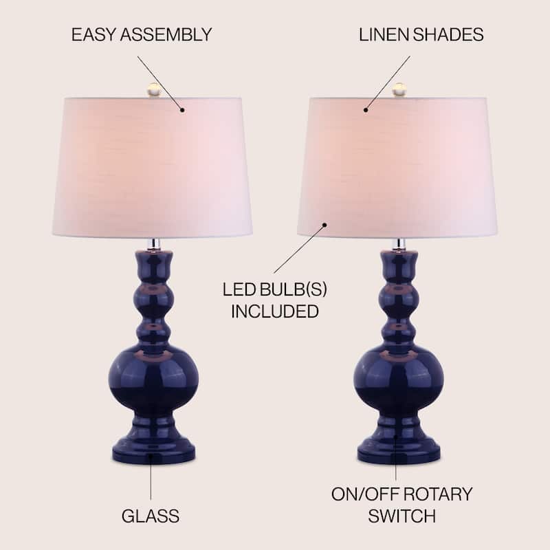 Stewart 28.5" Glass LED Table Lamp, Aqua (Set of 2) by JONATHAN Y