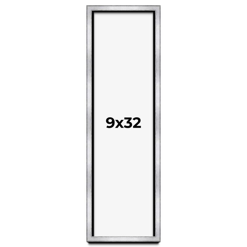 9x32 Shadow Box Frame Silver | 1.375 Inches Deep Real Wood