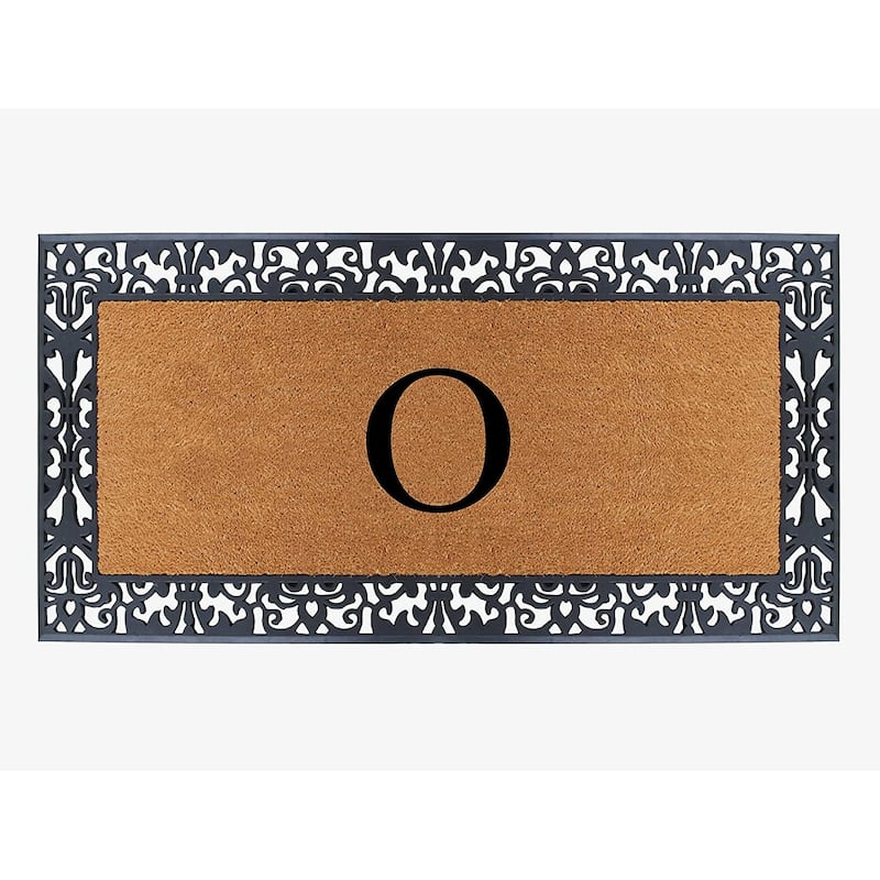 A1HC Rubber and Coir Paisley Border Heavy Duty Non-Slip Durable Double Door Monogrammed Doormat 30"X60" - O