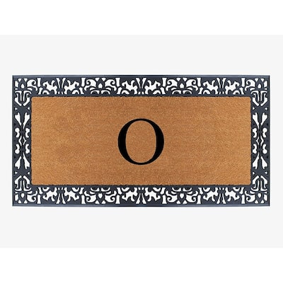 A1HC Rubber and Coir Paisley Border Heavy Duty Non-Slip Durable Double Door Monogrammed Doormat 30"X60"
