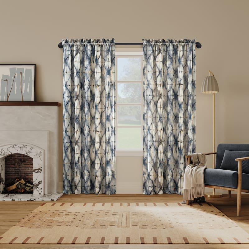 No. 918 Keaton Geometric Watercolor Room Darkening Rod Pocket 1-Piece Curtain Panel, Single Panel