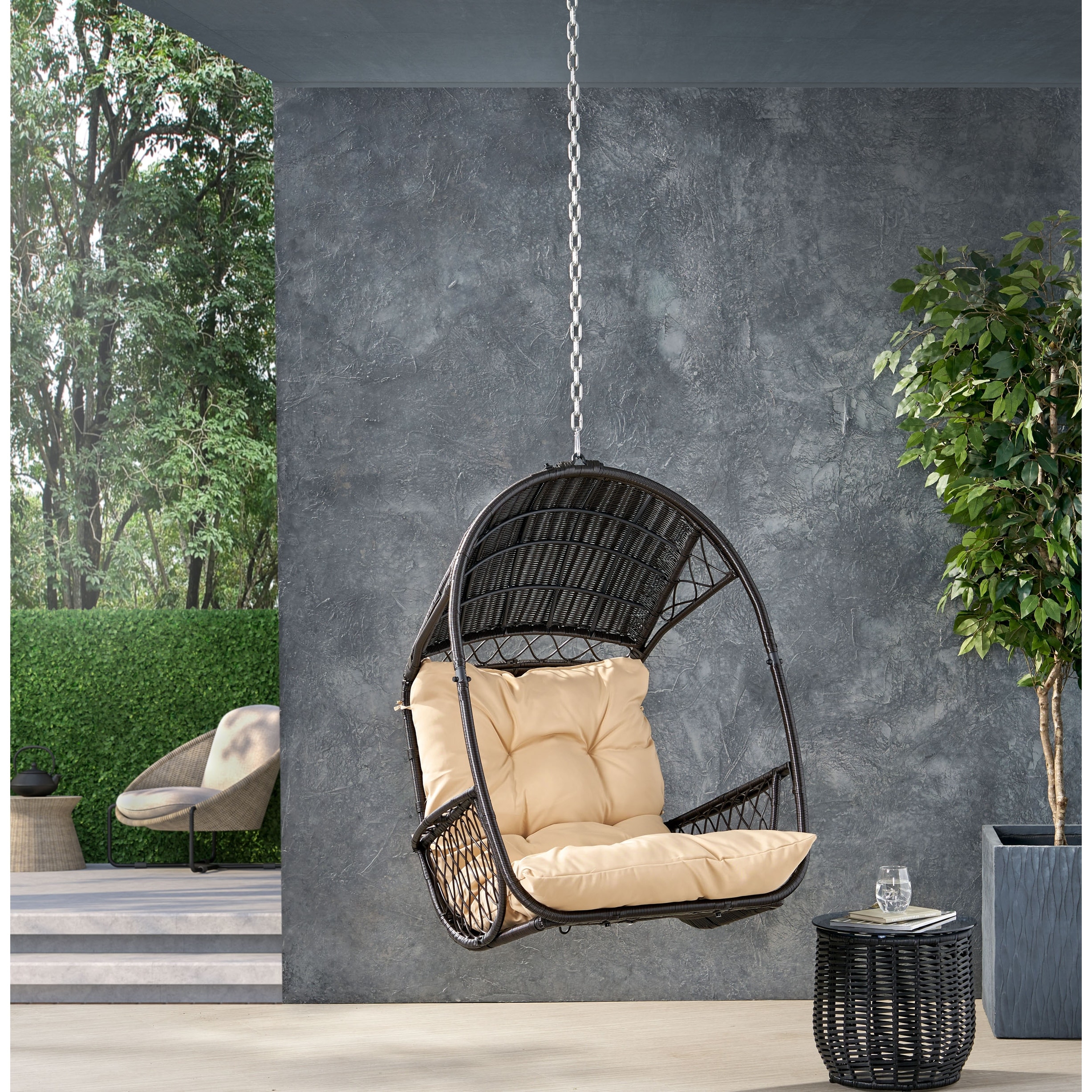 Greystone Outdoor Indoor Wicker Hanging Chair w 8 foot Chain by