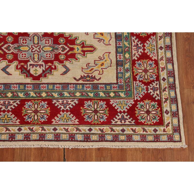 Traditional Beige Kazak Oriental Area Rug Handmade Wool Carpet - 5'2" x 6'10"