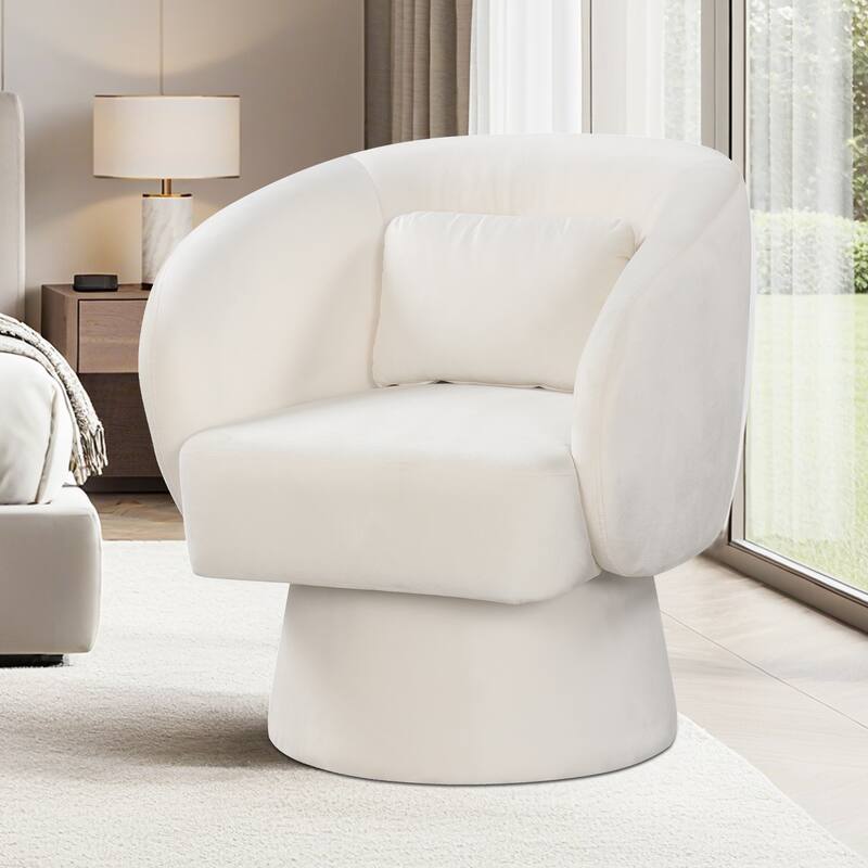Gymax 2PCS Swivel Accent Chair w/ Back Removable Lumbar Pillow 360