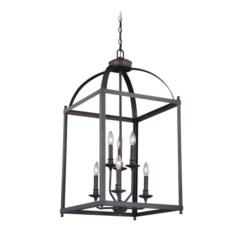 Juliet 6 Light Bronze Lantern Candle Pendant - 18-in W x 36-in H x 18-in D - Architectural Bronze - 18-in W x 36-in H x 18-in D