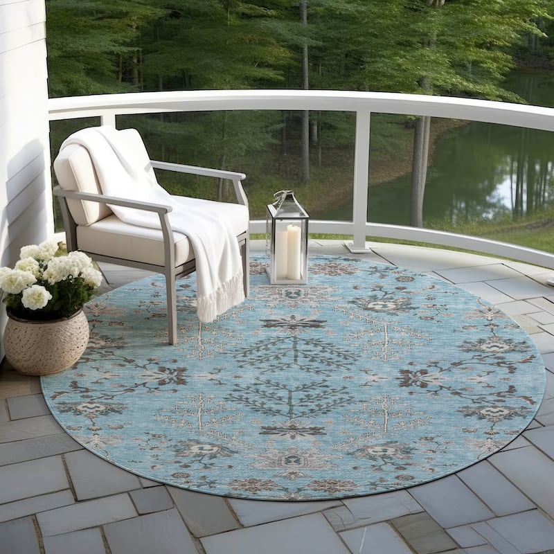 Machine Washable Indoor/ Outdoor Boho Traditional Chantille Rug
