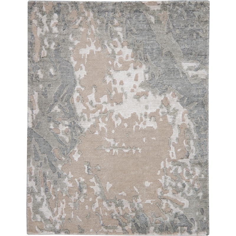 Nourison Silk Shadows Modern Abstract Beige Sheen Area Rug