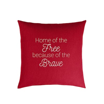 Mozaic Embroidered Home of the Free Indoor/Outdoor Square Pillow