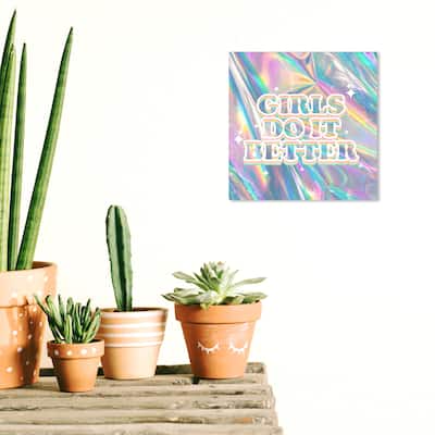 Wynwood Studio Canvas Typography and Quotes Girls Do It Better White and Metallic Silver Wall Art Canvas Print