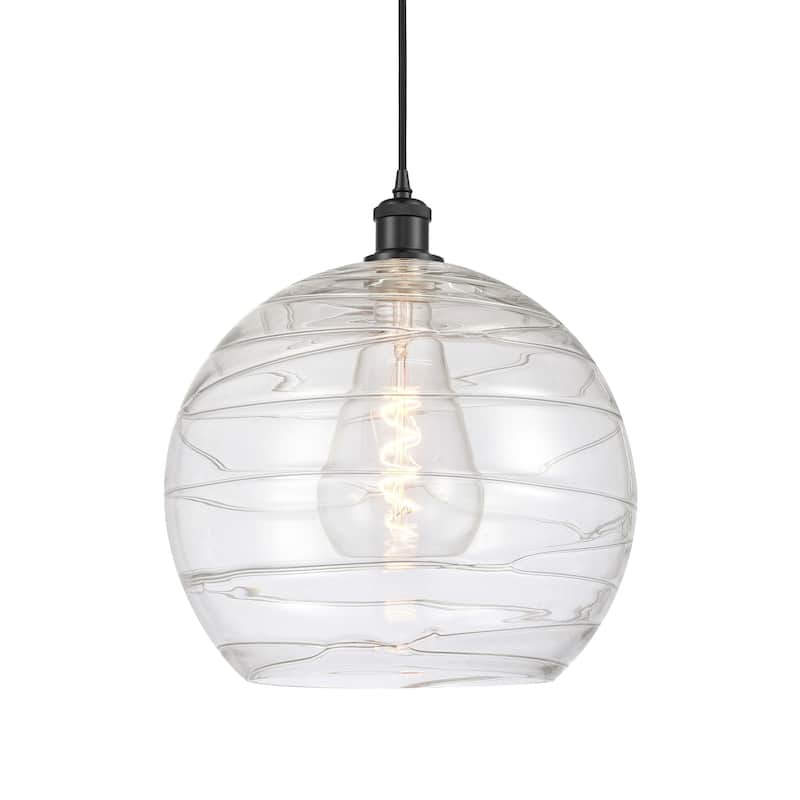 Innovations Lighting 516-1P-17-14 Athens Pendant Athens 14" Wide - Matte Black / Clear Deco Swirl