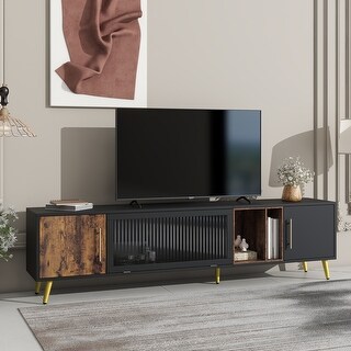 TV Stand with Golden Metal Handles and Legs Removable Compartment - Bed ...